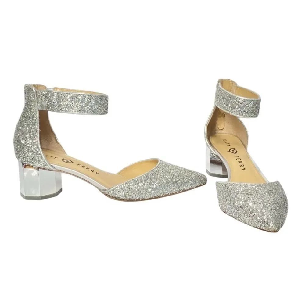 Katy Perry Collections The Jo Silver Glitter Heels with Ankle Strap size 7. - Picture 3 of 9